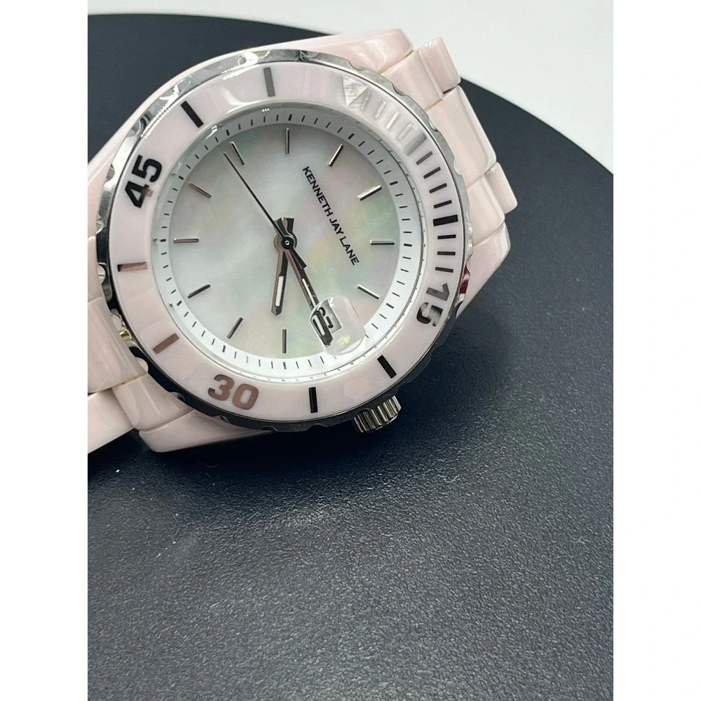 Kenneth Jay lane KJL Vintage Pale‎ Pink Ceramic 3000 series Womens Wrist Watch